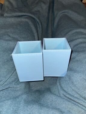 Set of 2 Light Blue Pencil Cup/Desk Organizer